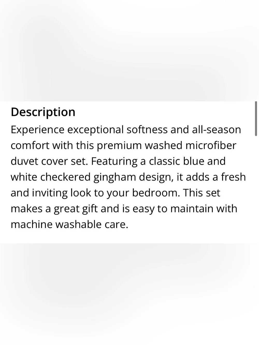 FULL SIZE Ultra-Soft GINGHAM Duvet Set 100% Washed Microfiber - BLUE & WHITE